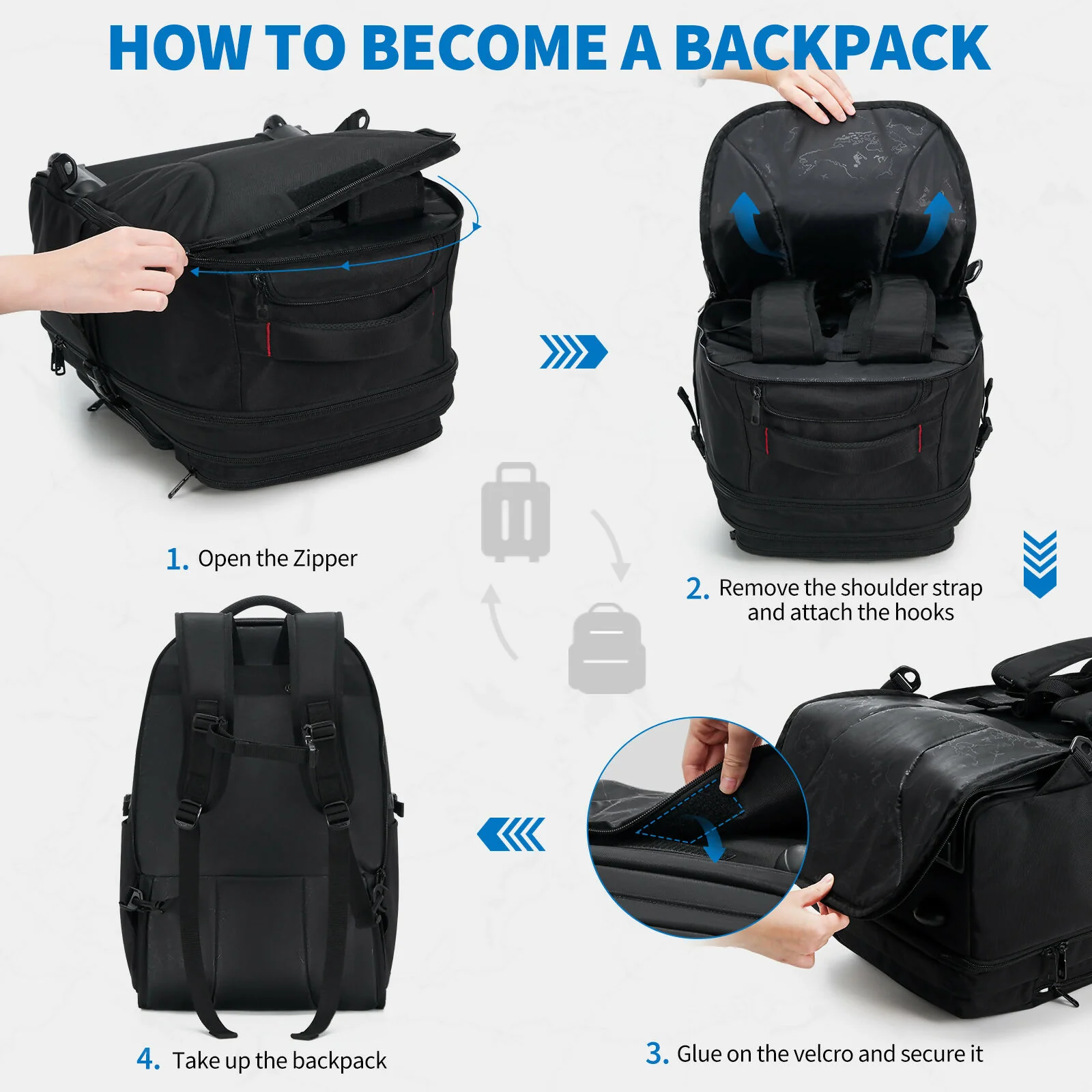 OIWAS Rolling Backpack Carry on Backpack with Wheels - Image 8