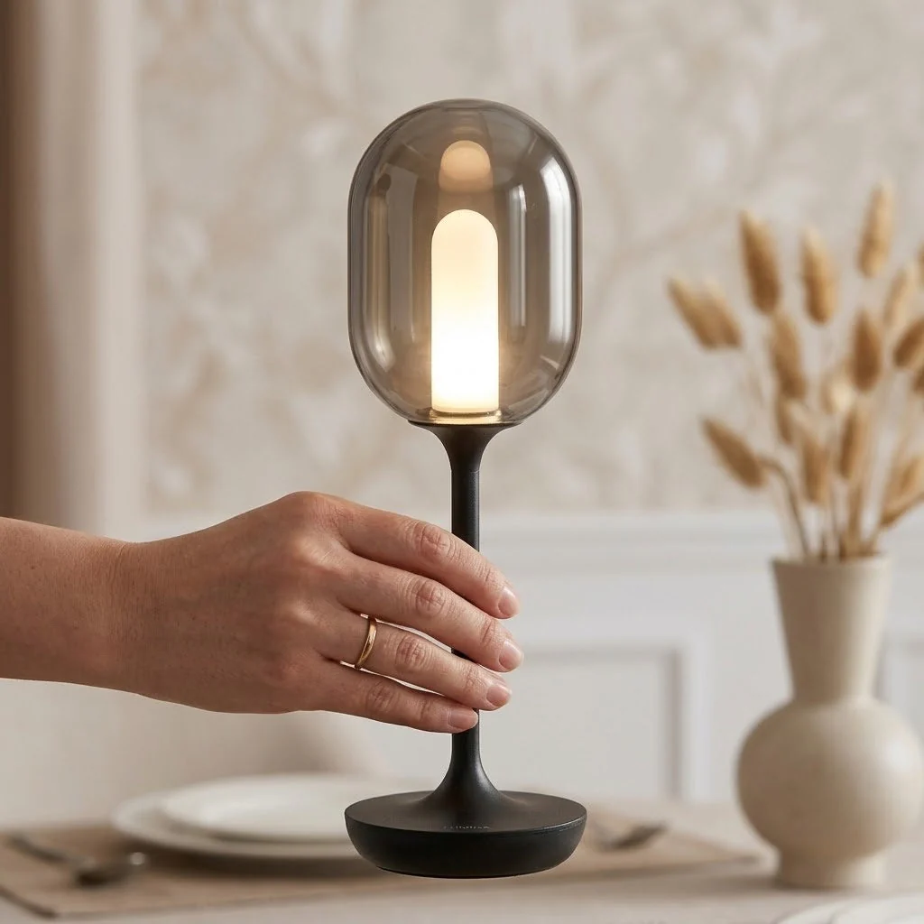 Oval Glow Glass LED Table Lamp - Image 3