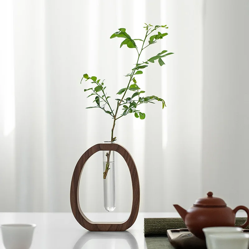 Oval Wood Frame Single Stem Vase - Image 7