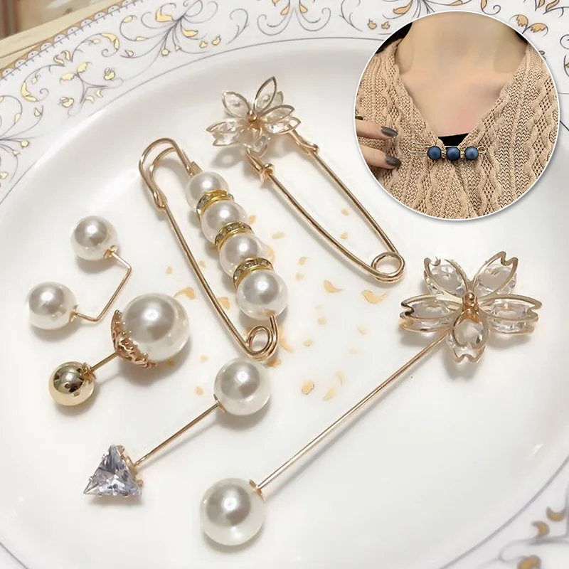 Pearl Charm Button Brooch - Image 3