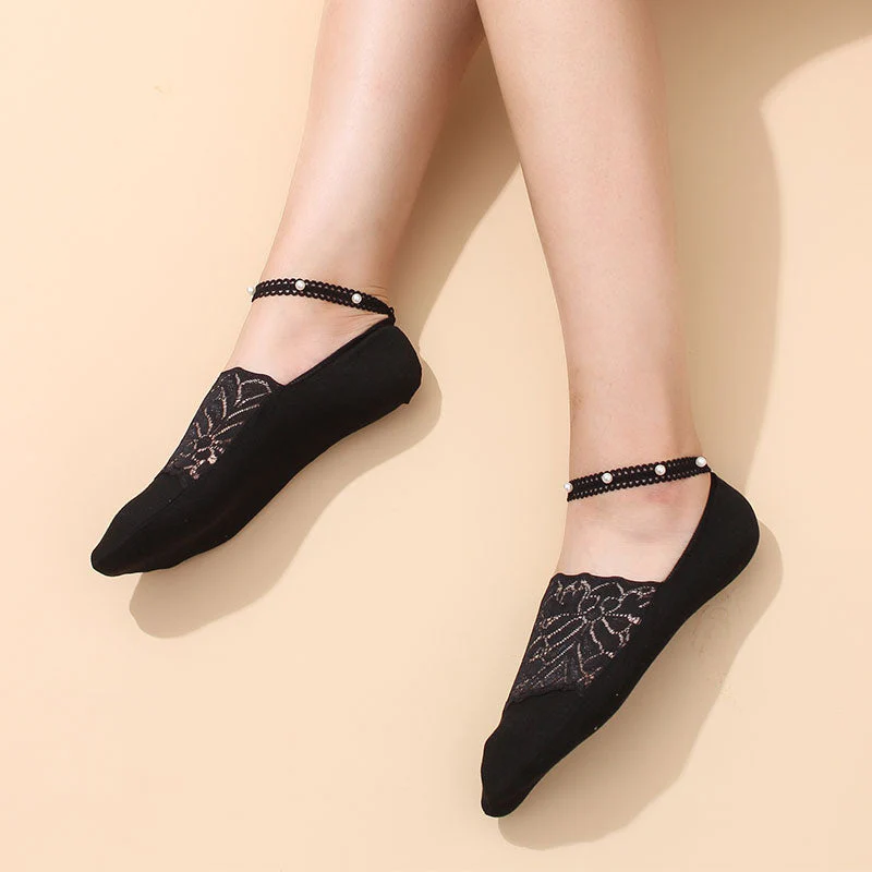 Pearl Lace Anti-slip Comfy Invisible Socks - Image 12