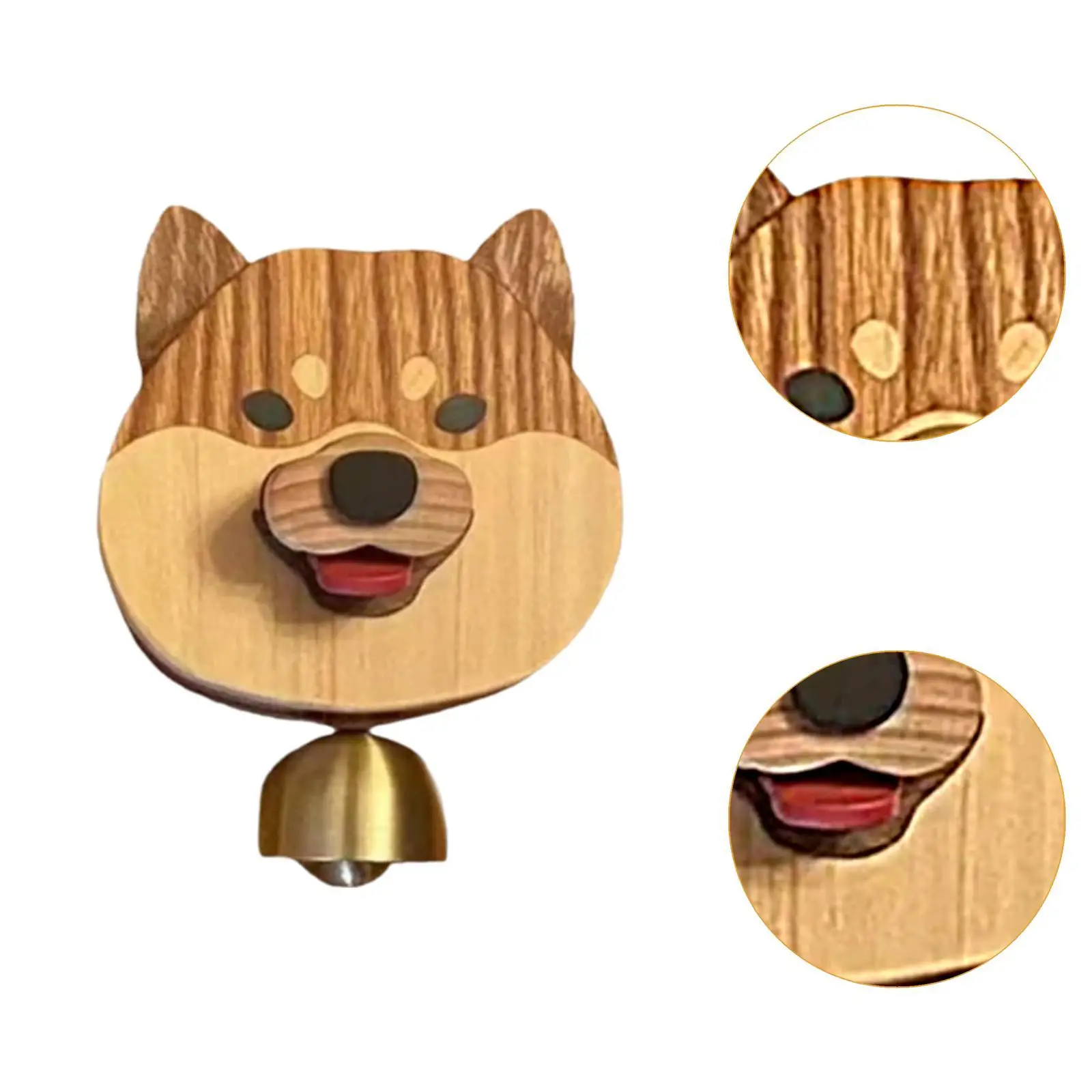 Playful Shiba Dog Face Wooden Doorbell - Image 7