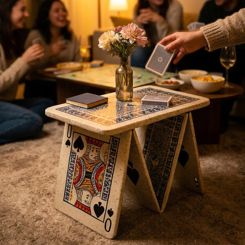 Playing Cards Art Sculptural Coffee Table - Image 2
