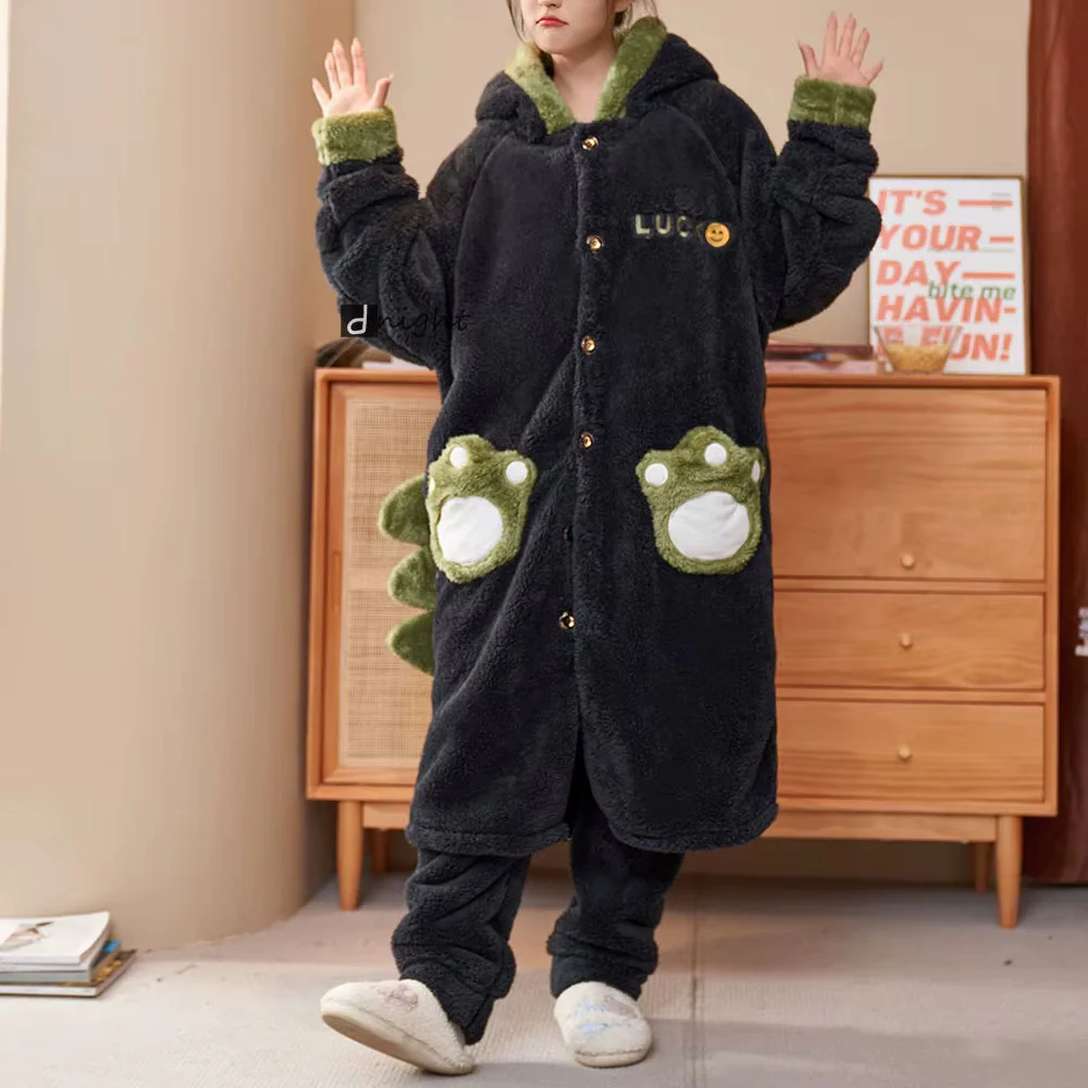Plush Dinosaur Hooded Pajama Suit - Image 3