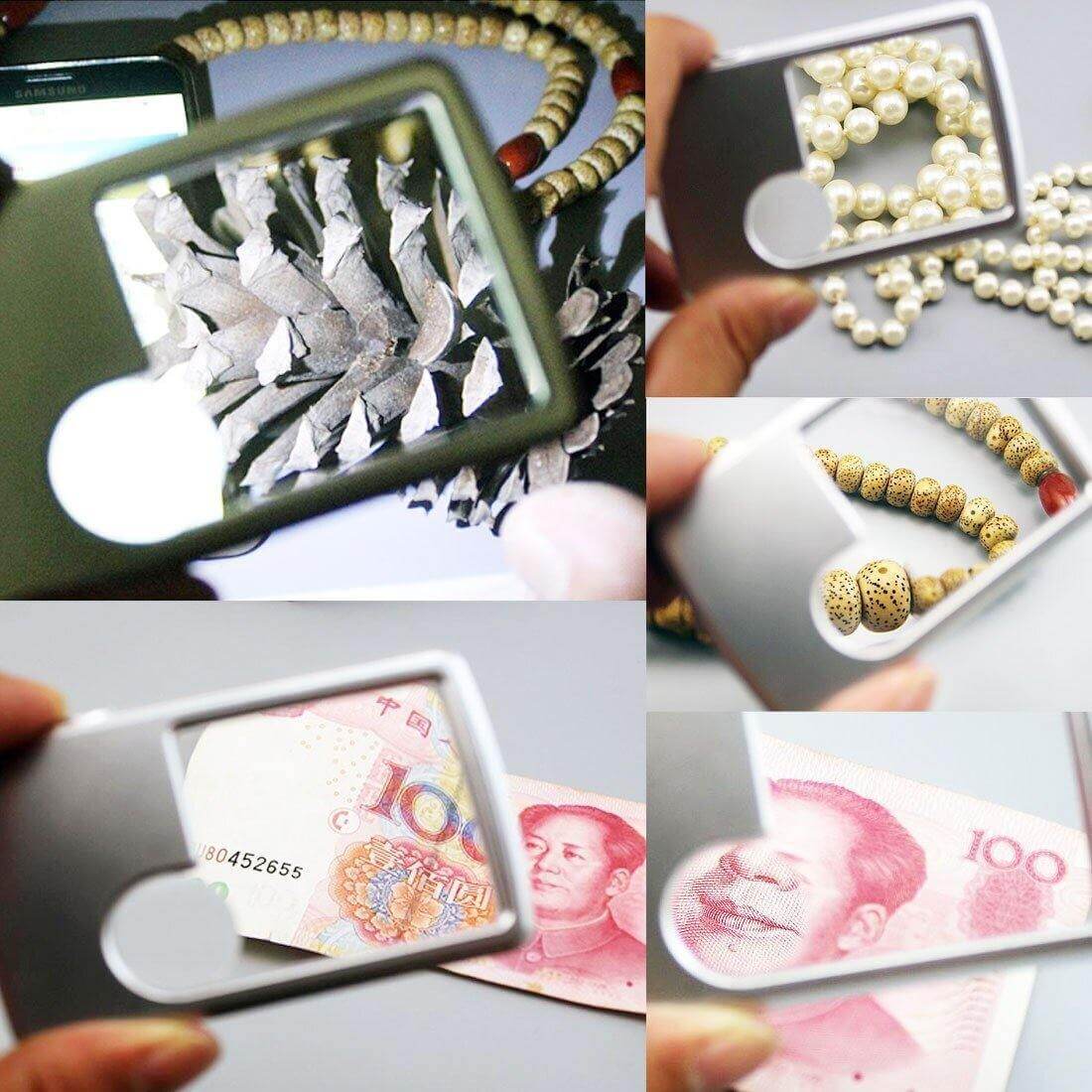 Pocket Credit Card Size Mini Led Light Magnifying Glass - Image 2
