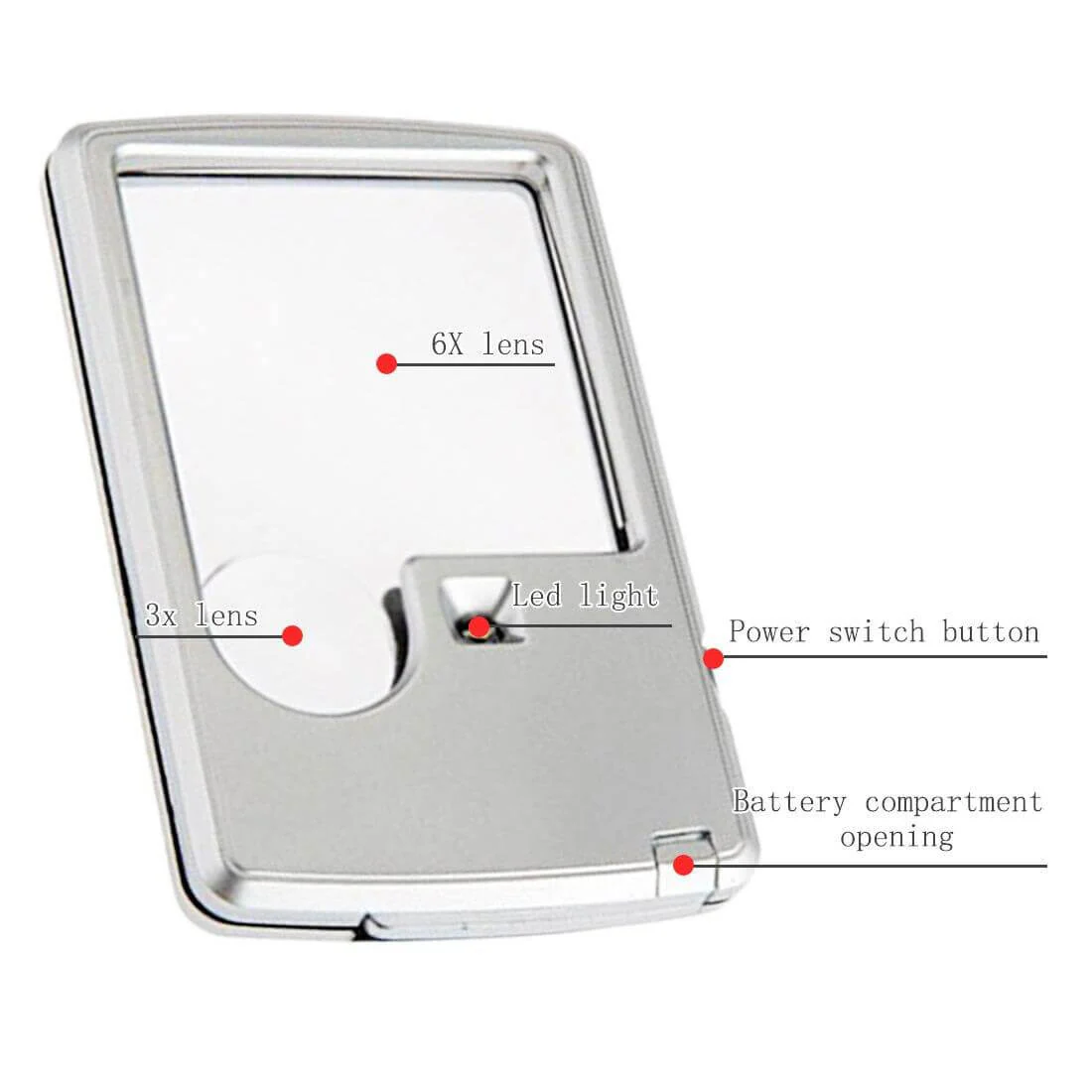 Pocket Credit Card Size Mini Led Light Magnifying Glass - Image 4