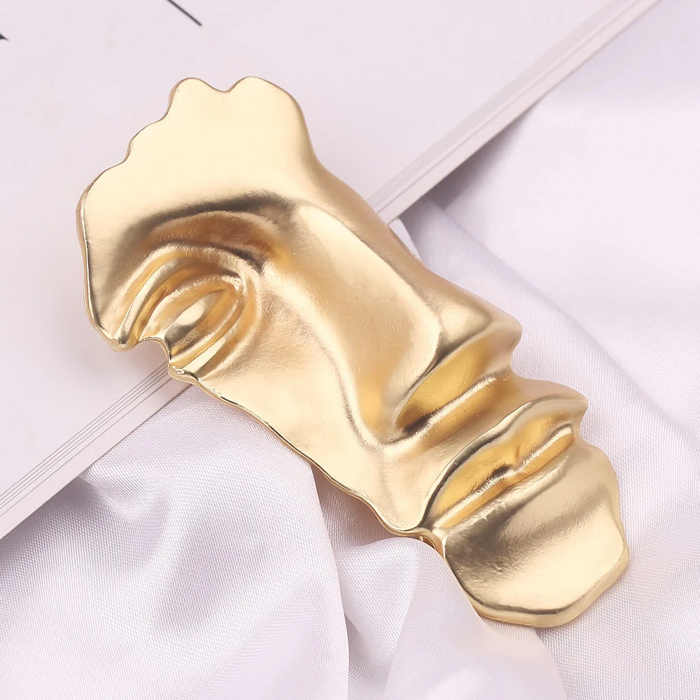 Polished Portrait Artistic Metal Face Pin Brooches - Image 3