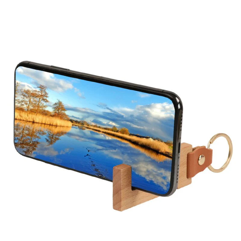 Portable Keychain Wood Phone Stand - Image 3