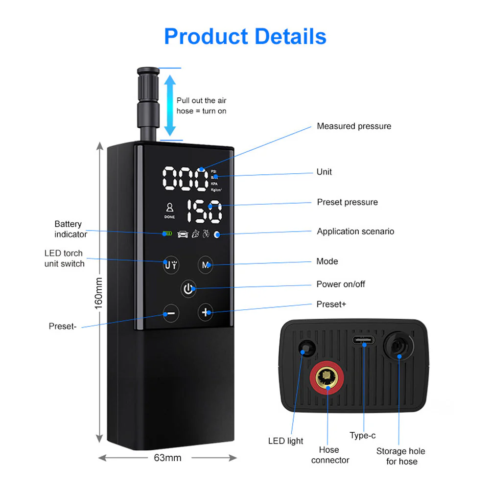 Portable Touchscreen Electric Cordless Tire Inflator - Image 4