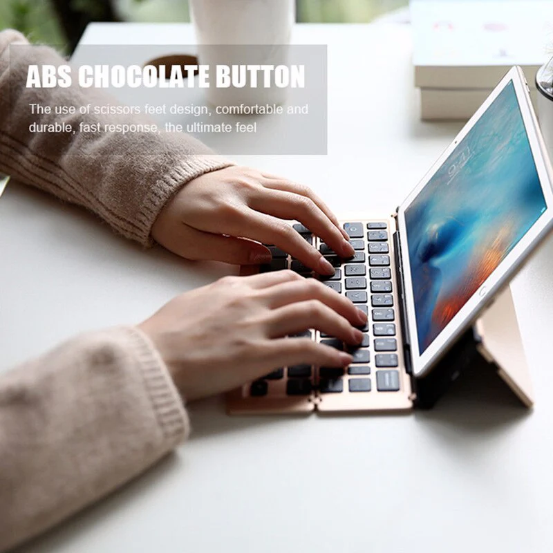Portable Wireless Foldable Tablet Holder Keyboard - Image 4