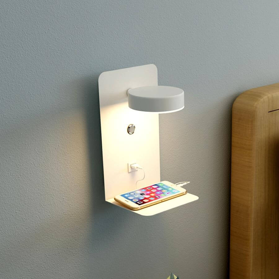 Pragmatism LED Wall Lamp Shelf with USB Phone Charger - Image 6