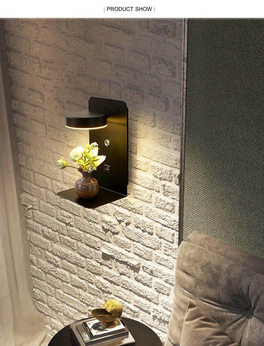 Pragmatism LED Wall Lamp Shelf with USB Phone Charger - Image 7