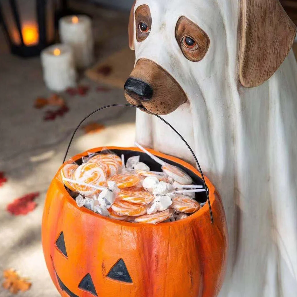 Pumpkin Puppy Resin Garden Decor - Image 2