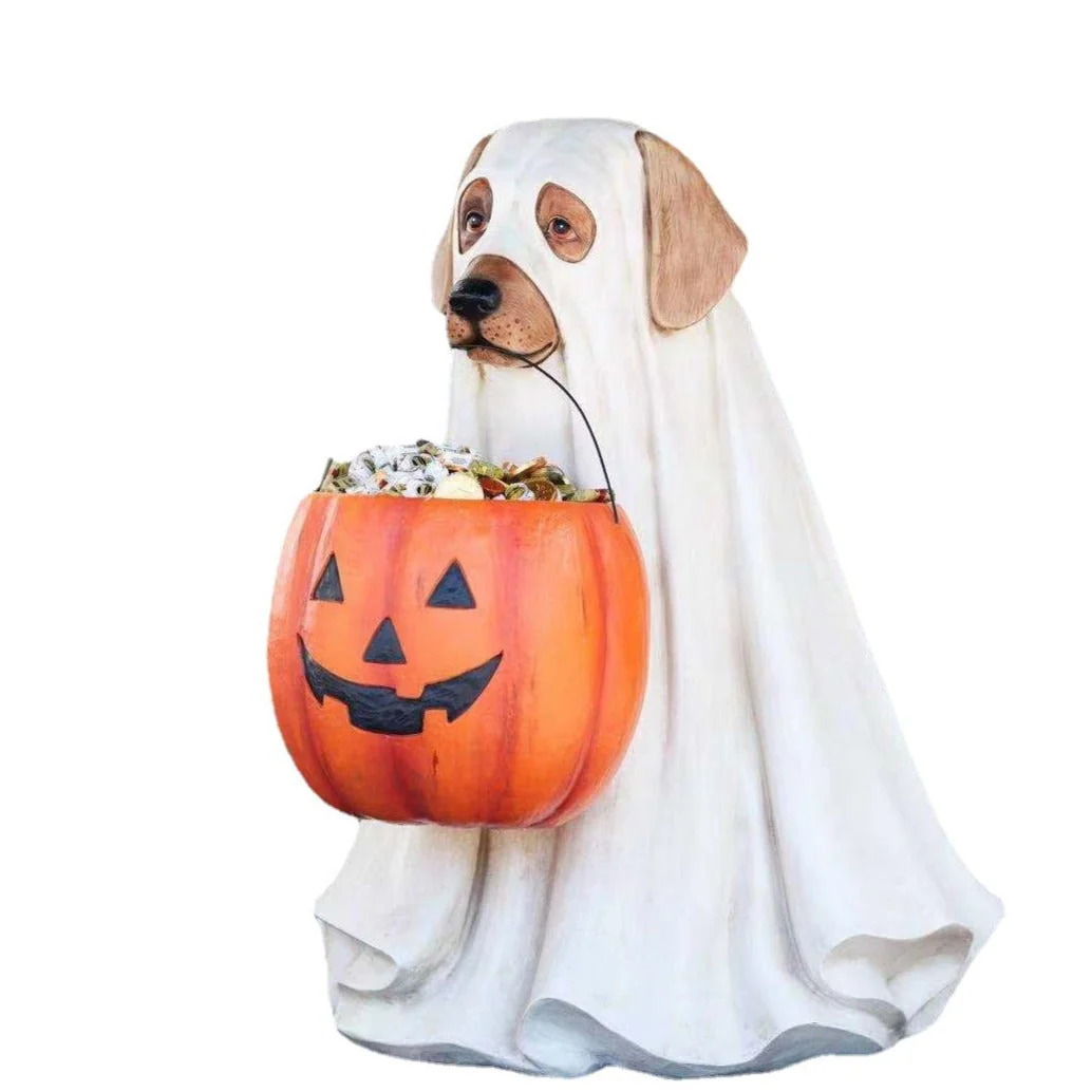 Pumpkin Puppy Resin Garden Decor - Image 4