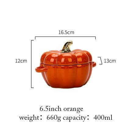 Pumpkin Shape Baking Bowl With Glazed Lid - Image 4
