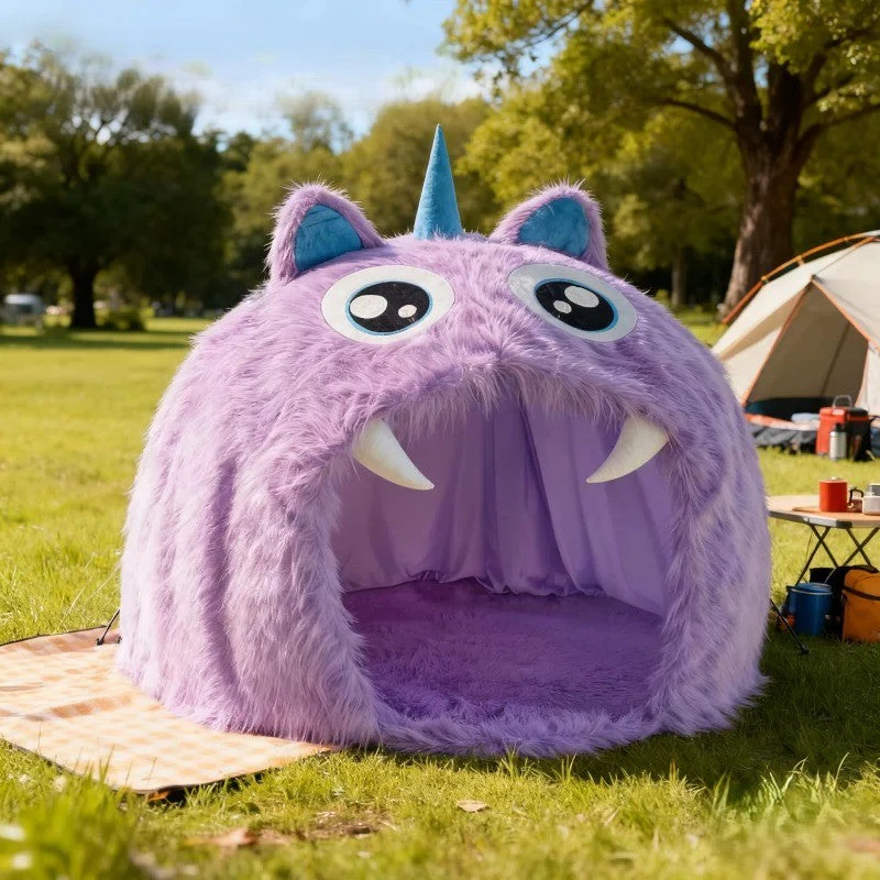 Purple Plush Monster Playhouse Indoor Kids Tent - Image 7