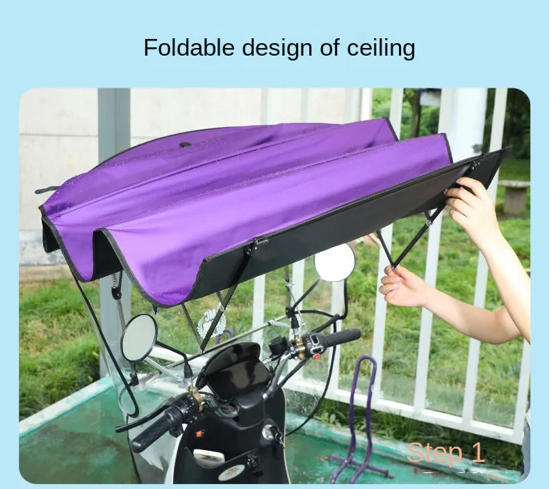 Rain Protection Bike Protective Cover Folding Canopy - Image 2