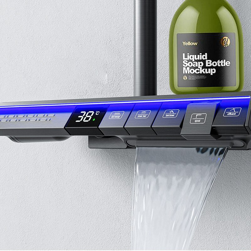 Rainfall Spa Therapy Digital Thermostatic Shower System Set - Image 8