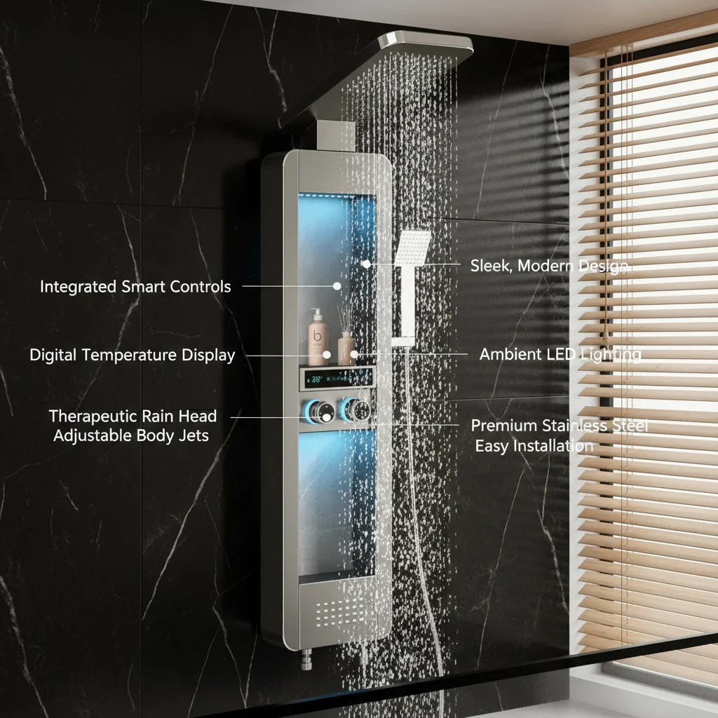 Rainfall Tower Panel Modern Shower Set - Image 4