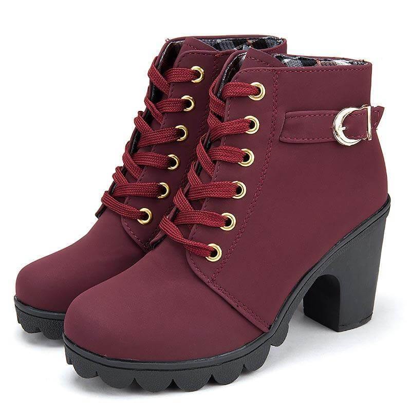 Real Leather High Heels Women Winter Shoes - Image 3