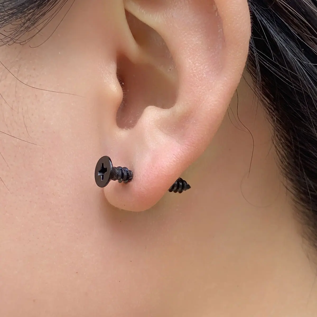 Realistic Screw Industrial Steel Earrings - Image 5