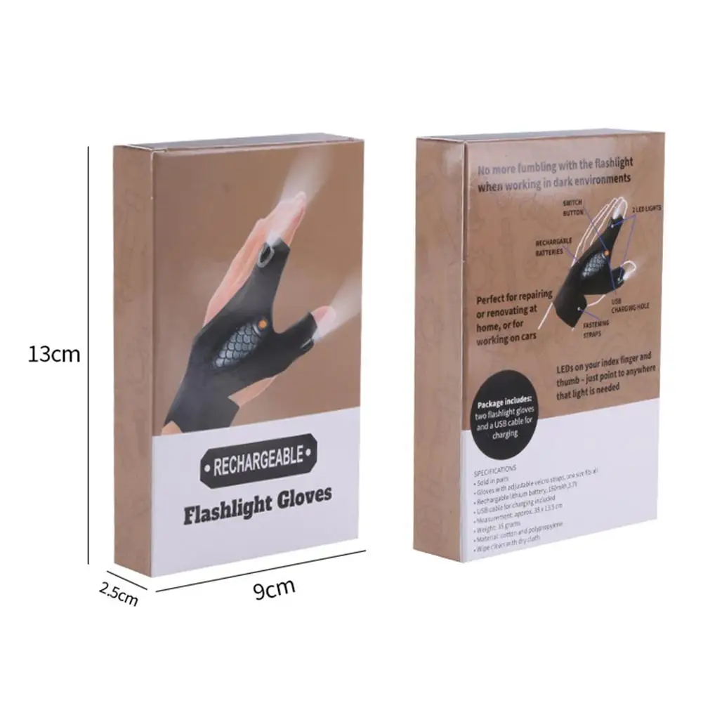 Rechargeable Fingerless Repair Fishing LED Gloves - Image 4