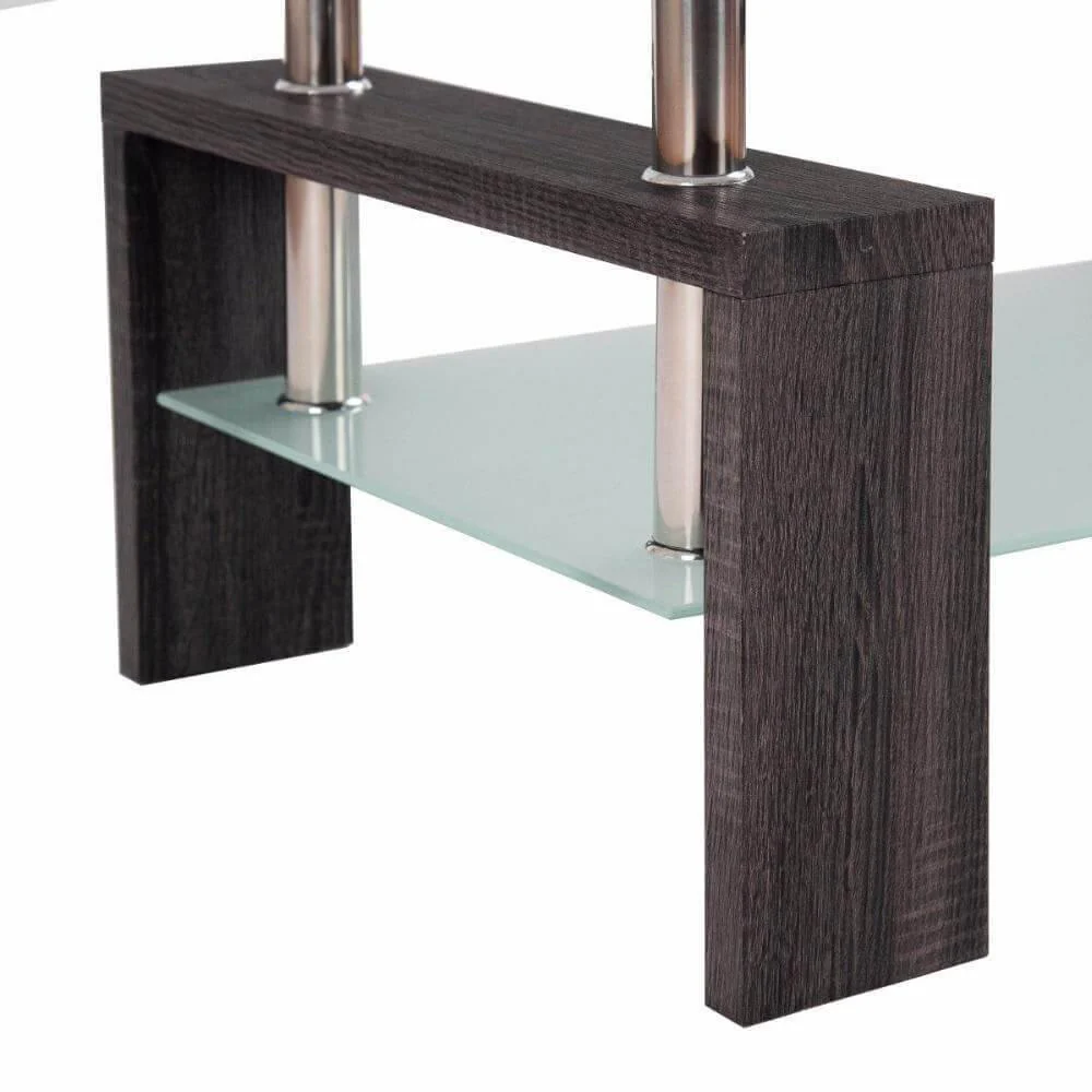 Rectangular Tempered Glass Coffee Table with Storage - Image 5