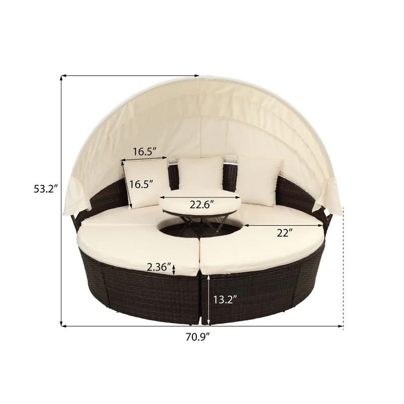Retractable Sectional Canopy Outdoor Sofa Set - Image 5