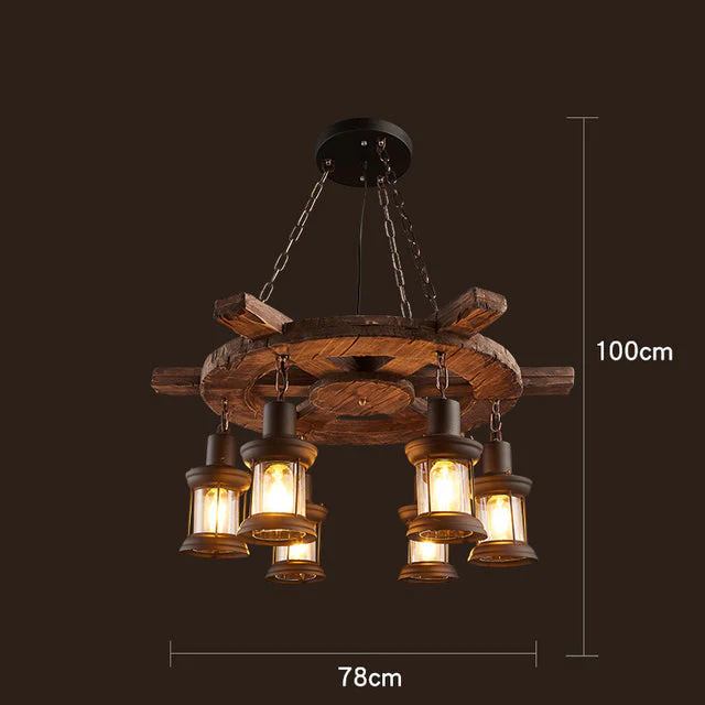 Retro Creative Wood Metal Vintage Pendant Lights - Image 23