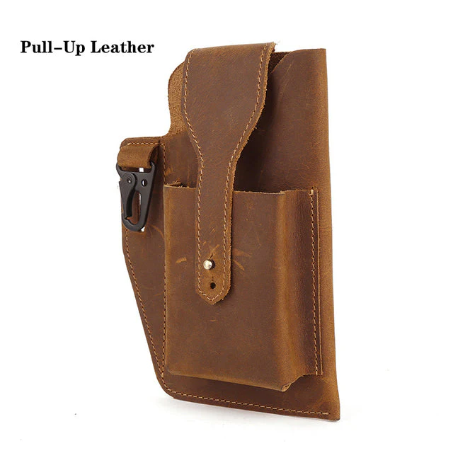 Retro Leather Multifunctional Phone Holder Waist Bag - Image 11