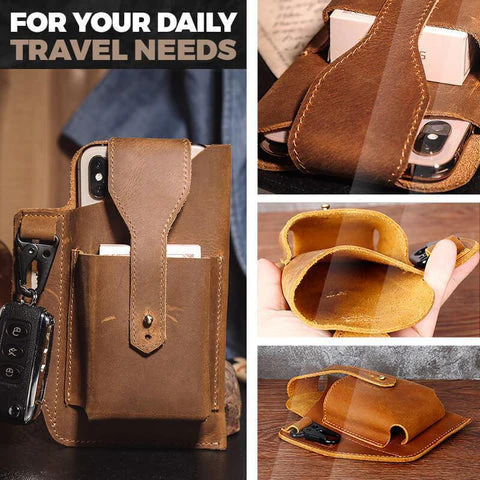 Retro Leather Multifunctional Phone Holder Waist Bag - Image 3