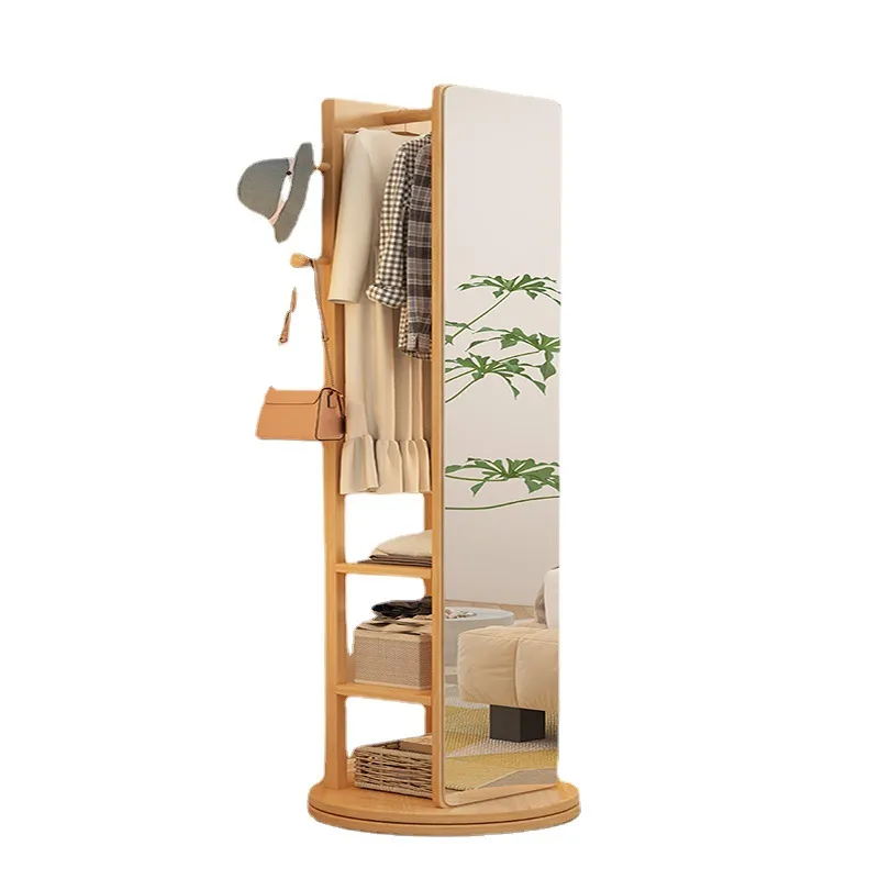 Rotatable Full-Body Mobile Mirror Coat Organizer - Image 10