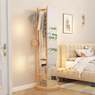 Rotatable Full-Body Mobile Mirror Coat Organizer - Image 4