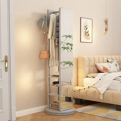 Rotatable Full-Body Mobile Mirror Coat Organizer - Image 7