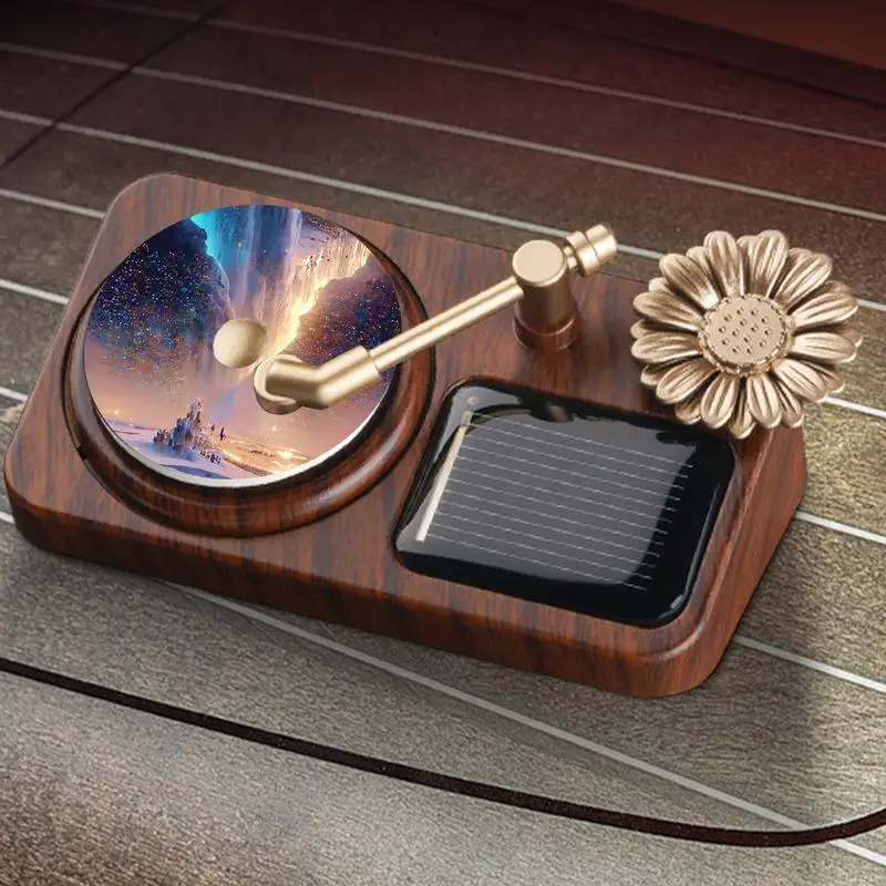 Rotating Solar Retro Record Player Car Air Fresheners - Image 2