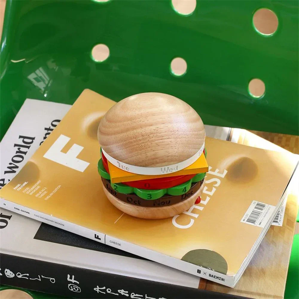 Rotating Wooden Hamburger Decorative Calender - Image 5