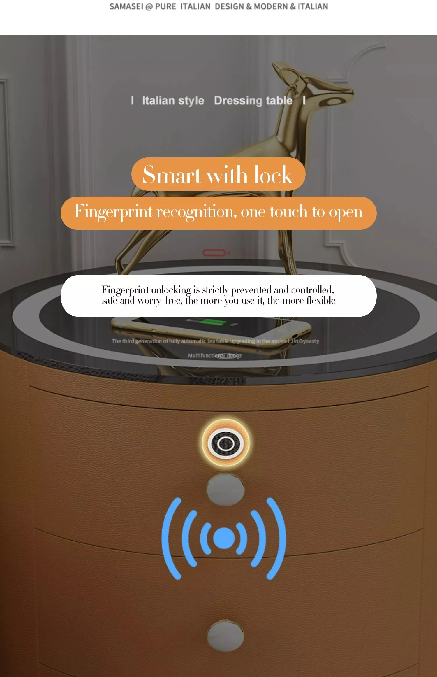 Round Smart Wireless Charging Bedside Table - Image 10