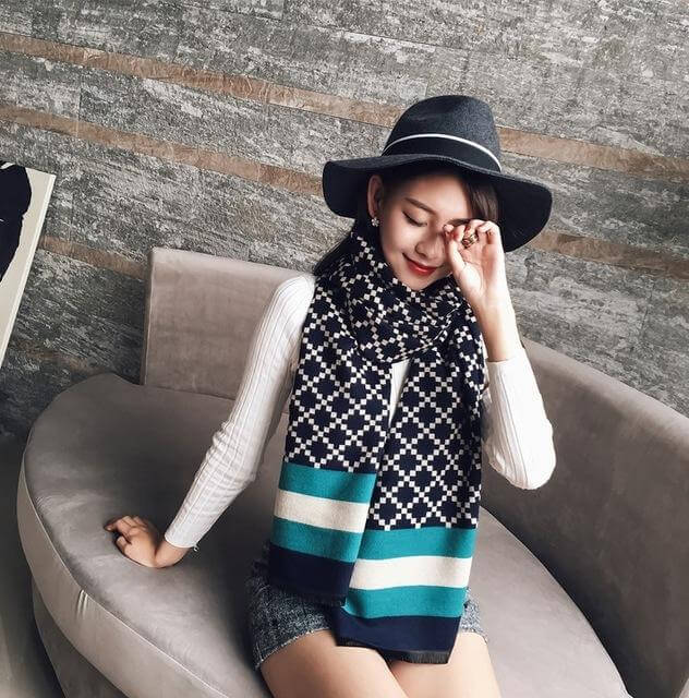 Scarf luxury brand Winter Poncho Pashmina Scarf Women - Image 3