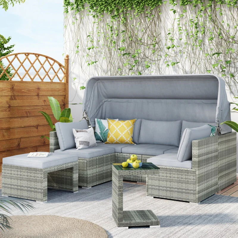Sectional Canopy Daybed Outdoor Furniture Set - Image 11