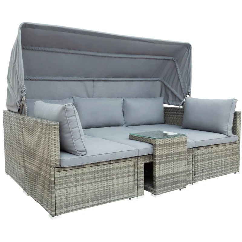Sectional Canopy Daybed Outdoor Furniture Set - Image 12