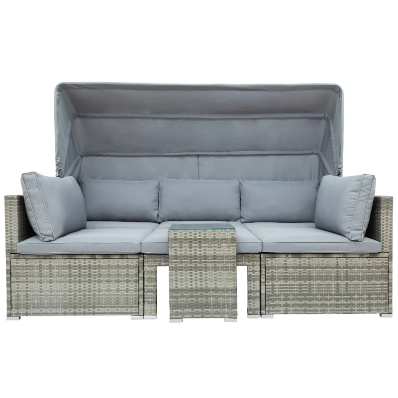 Sectional Canopy Daybed Outdoor Furniture Set - Image 3