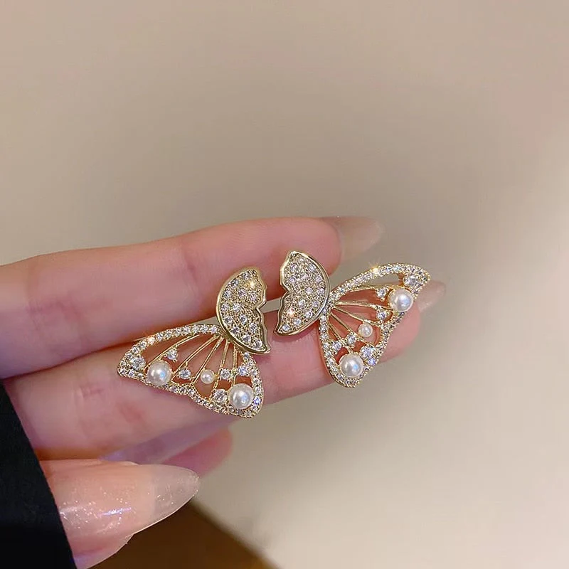 Shiny Zircon Korean Style Butterfly Chic Earrings - Image 5