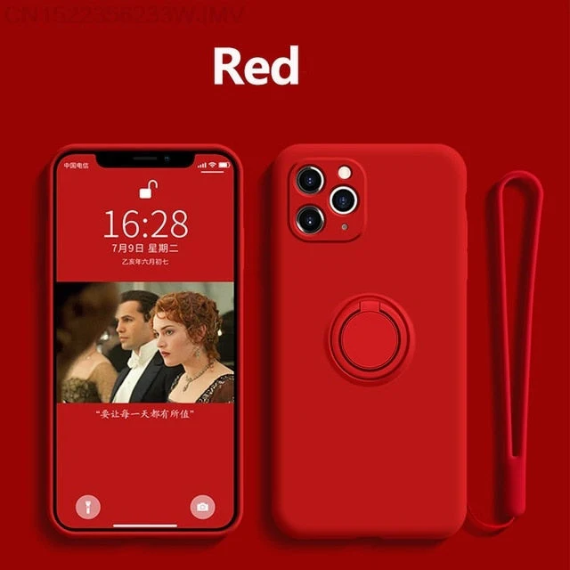 Silicone Case With Magnetic Ring Holder for iPhone - Image 5