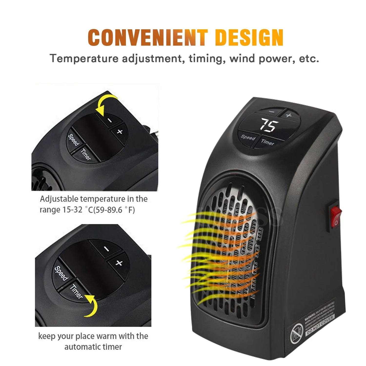 Simple Electric Wall Socket Heater Fan - Image 2