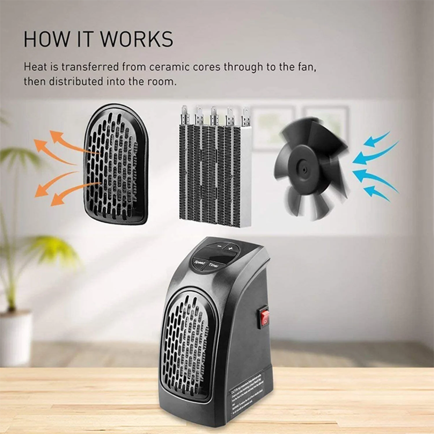 Simple Electric Wall Socket Heater Fan - Image 3