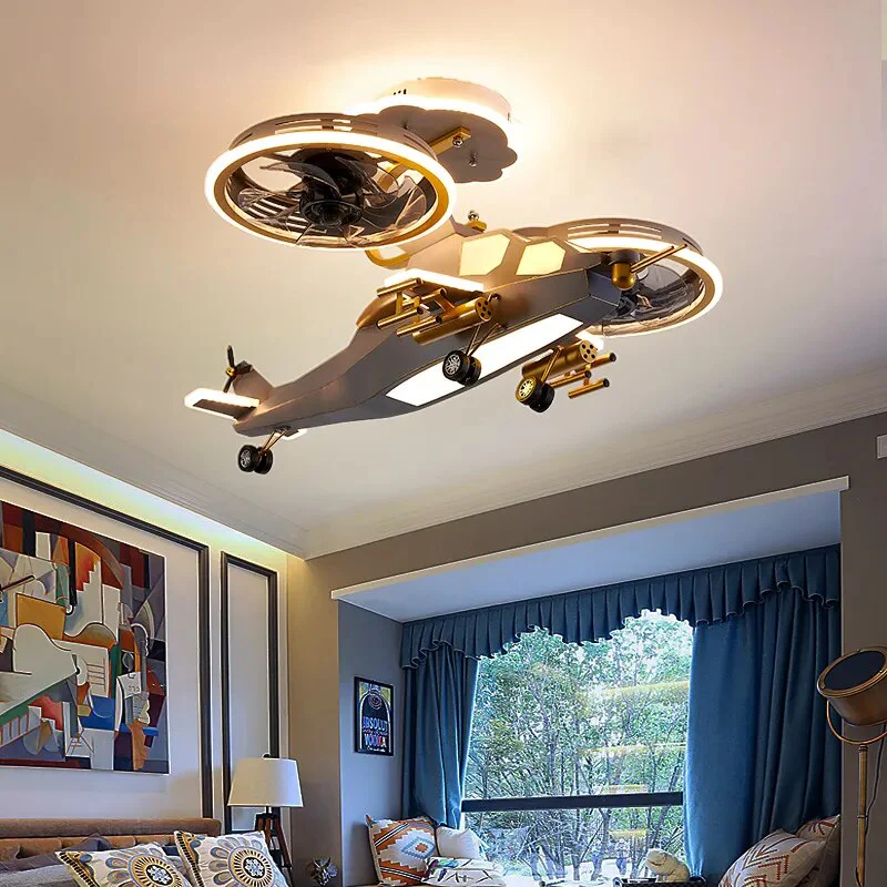Sky Hero Helicopter LED Fan Lamp - Image 3
