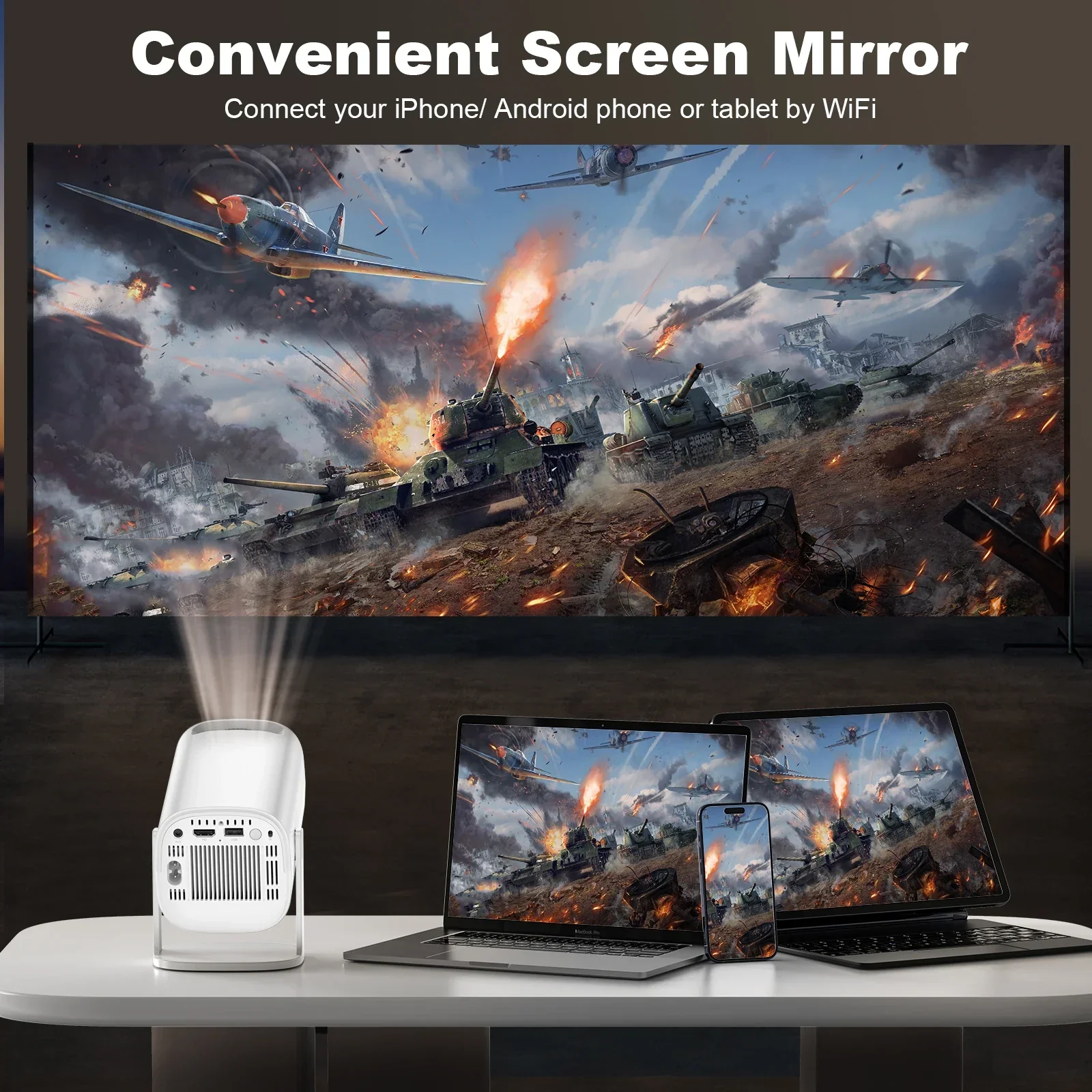 Smart Mini Android 4K Support Home Cinema Projector - Image 6