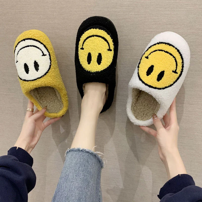 Smiley Face Warm Fluffy Slippers - Image 4