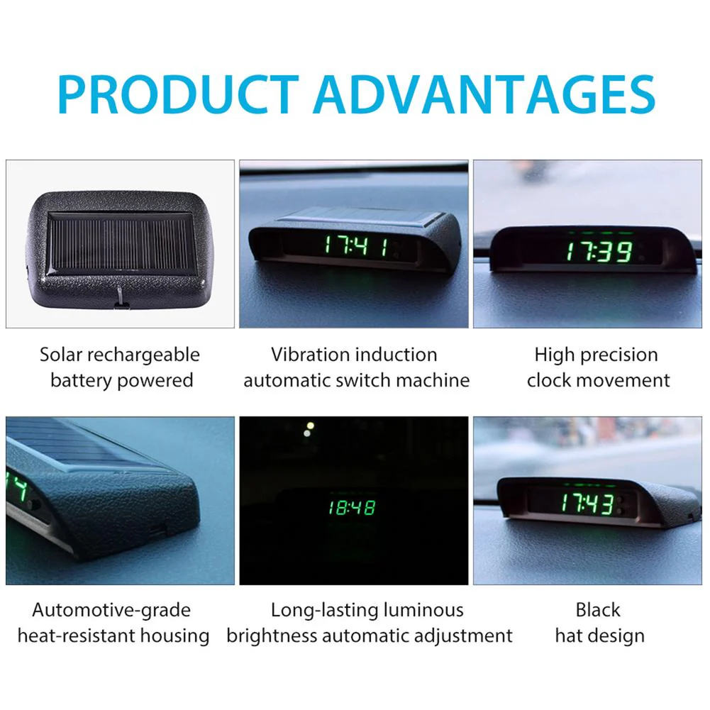 Solar Powered Car Dashboard Digital Clock - Image 2