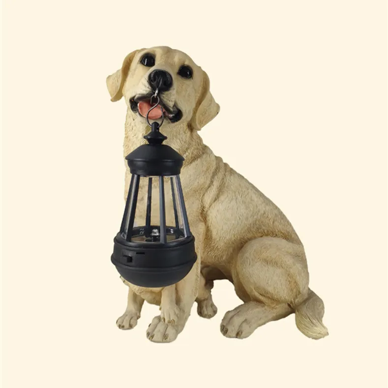 Solar-Powered Outdoor Resin Dog Statue Lamp - Image 13